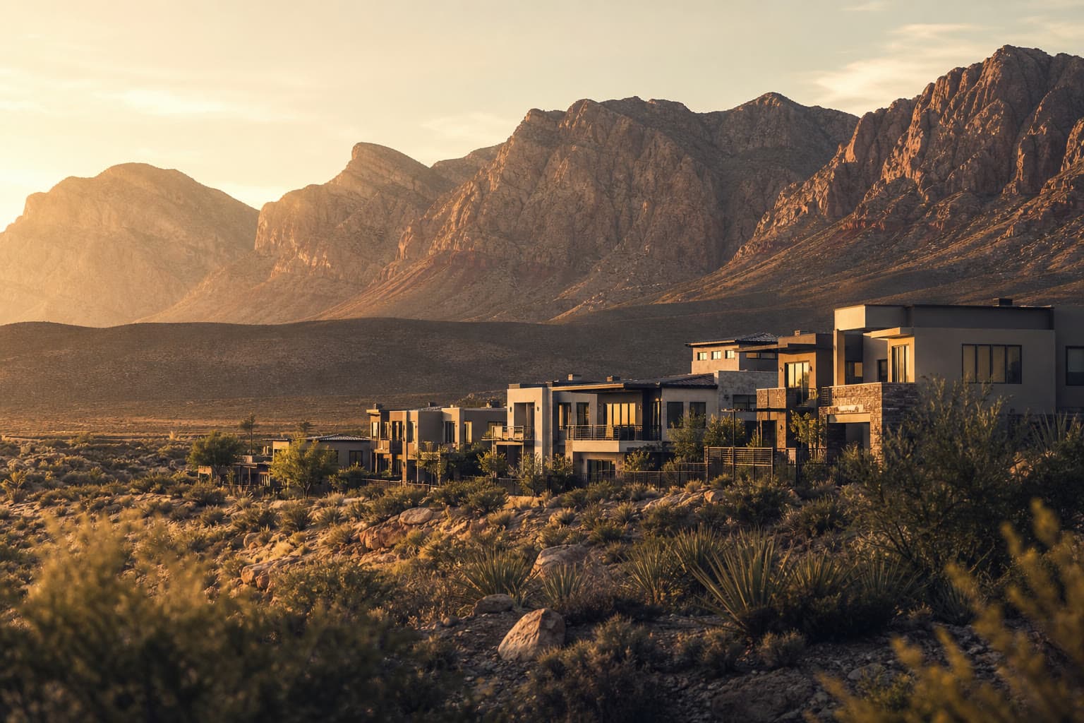 Aerial view of Arroyo at Skyeview townhomes in Skye Canyon, northwest Las Vegas ZIP 89166